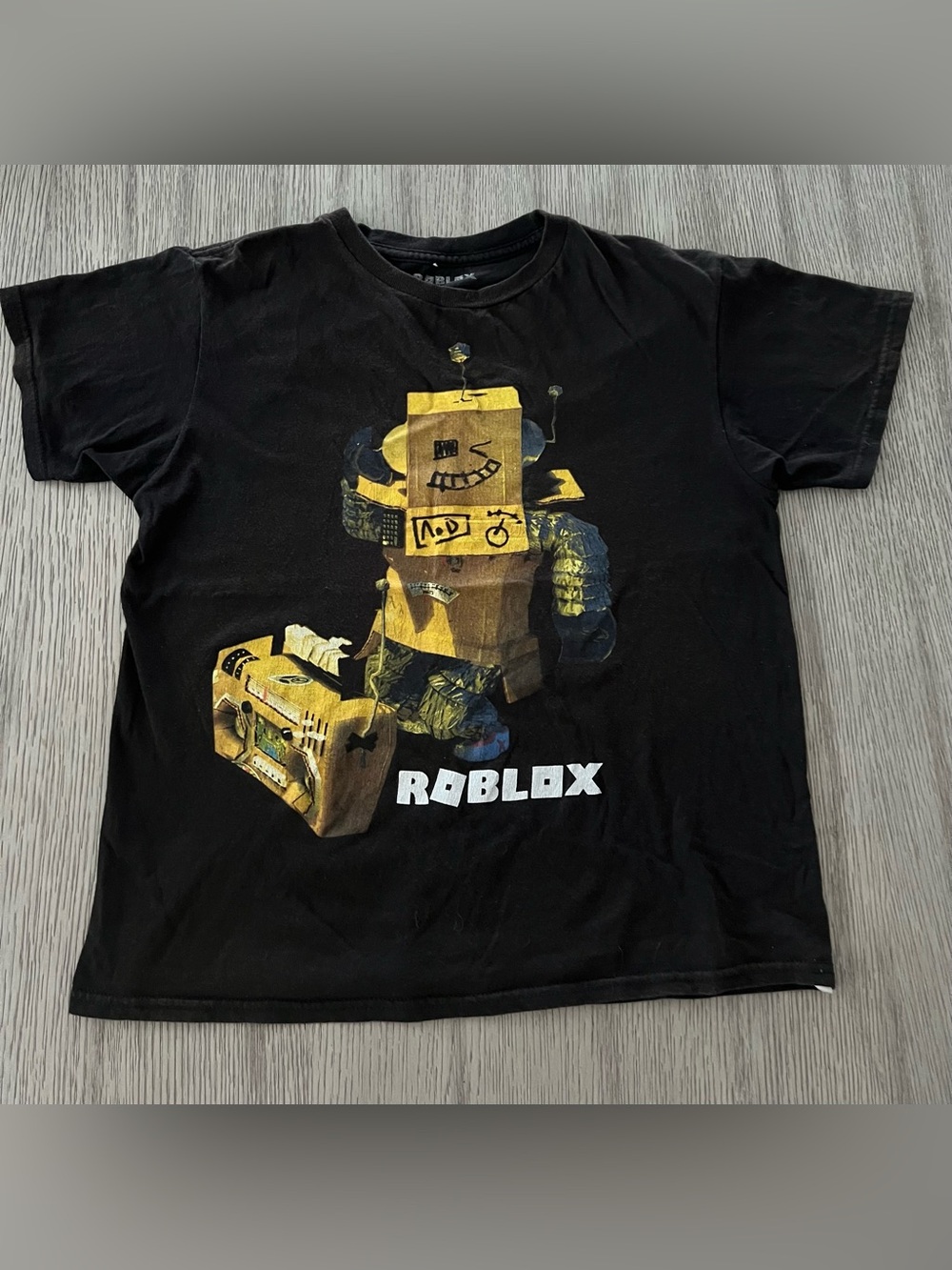 Roblox Black Graphic Tee with Yellow Robot Print